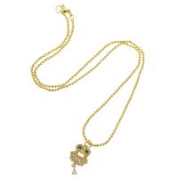 Cubic Zircon Micro Pave Brass Necklace, gold color plated, fashion jewelry & micro pave cubic zirconia & for woman, nickel, lead & cadmium free, 20mm,11*10*2mm,1.5mm, Length:Approx 18 Inch, Sold By PC
