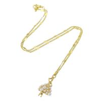 Collar de Latón, metal, con Perlas plásticas, chapado en color dorado, Joyería & para mujer, libre de níquel, plomo & cadmio, 16*27*6mm,2mm, longitud:aproximado 18 Inch, Vendido por UD