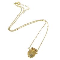 Cubic Zircon Micro Pave Brass Necklace, Owl, gold color plated, fashion jewelry & micro pave cubic zirconia & for woman, nickel, lead & cadmium free, 18*20*4mm,2mm, Length:Approx 20 Inch, Sold By PC