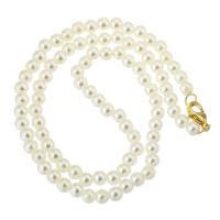 Brass Necklace, with Plastic Pearl, gold color plated, fashion jewelry & for woman, nickel, lead & cadmium free, 4*5*5mm, Length:Approx 16 Inch, Sold By PC