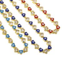 Evil Eye Schmuck Halskette, Messing, goldfarben plattiert, Modeschmuck & Micro pave Zirkonia & für Frau & Emaille, keine, frei von Nickel, Blei & Kadmium, 10*6.5*4mm, Länge:ca. 19 ZollInch, verkauft von PC