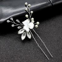 Hair Stick, Tibetan Style, with Glass Rhinestone & Plastic Pearl, fashion jewelry & for woman, silver color, nickel, lead & cadmium free, 100x40mm, Sold By PC