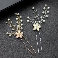 Hair Stick Zinc Alloy with Plastic Pearl plated fashion jewelry & for woman & with rhinestone nickel lead & cadmium free Sold By PC