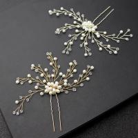 Hair Stick Zinc Alloy with Crystal & Plastic Pearl plated fashion jewelry & for woman nickel lead & cadmium free Sold By PC