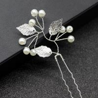 Hair Stick, Tibetan Style, with Plastic Pearl, fashion jewelry & for woman, silver color, nickel, lead & cadmium free, 110x50mm, Sold By PC
