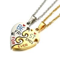 Stainless Steel Jewelry Necklace, 304 Stainless Steel, with 2.36inch extender chain, Heart, Vacuum Ion Plating, 2 pieces & fashion jewelry & Unisex, 30.50x30.50mm, Length:Approx 18.11 Inch, Sold By Set