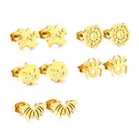 Stainless Steel Stud Earrings 304 Stainless Steel Vacuum Ion Plating fashion jewelry & Unisex Sold By Bag