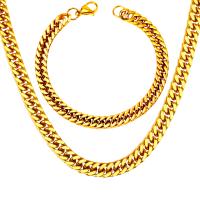Parures de bijoux, Bracelet & collier, Acier inoxydable 304, 2 pièces & longueur différente pour le choix & pour homme, plus de couleurs à choisir, 7mm, Vendu par fixé