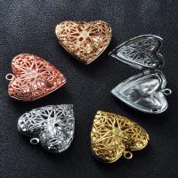 Brass Locket Pendants Heart plated vintage & hollow nickel lead & cadmium free Sold By PC