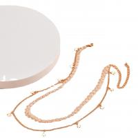 Mode-Multi-Layer-Halskette, Zinklegierung, mit Verlängerungskettchen von 5cm, Stern, goldfarben plattiert, Doppelschicht & für Frau, goldfarben, Länge:39 cm, verkauft von PC