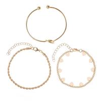 Couple Bracelet and Bangle Zinc Alloy Heart gold color plated Adjustable & three pieces & for woman golden nickel lead & cadmium free Length Approx 18 cm Sold By Set