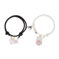 Easter Jewelry, Milan Cord, with Tibetan Style, Rabbit, plated, 2 pieces & with magnetic & adjustable & enamel, more colors for choice, Length:Approx 16-30 cm, Sold By Set