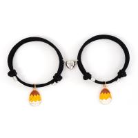 Easter Jewelry, Milan Cord, with Tibetan Style, Oval, plated, 2 pieces & with magnetic & adjustable & enamel, black, Length:Approx 16-30 cm, Sold By Set