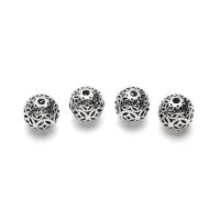 925 Sterling Silver Spacer Bead, Round, Antique finish, DIY & hollow, 9.50mm, Hole:Approx 1.7mm, Sold By PC