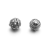 925 Sterling Silver Spacer Bead, Round, Antique finish, vintage & DIY, 10.50x10mm, Hole:Approx 1.5mm, Sold By PC
