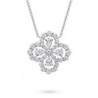 Brass Necklace Four Leaf Clover platinum plated for woman & with rhinestone Length Approx 17.7 Inch Sold By PC