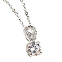 Messing Halskette, Herz, platiniert, für Frau & mit Strass, Länge:ca. 17.7 ZollInch, verkauft von PC