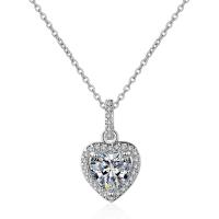 Cubic Zircon Micro Pave Brass Necklace Heart platinum plated cross chain & micro pave cubic zirconia & for woman Length Approx 17.7 Inch Sold By PC