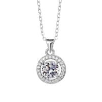 Brass Necklace Round platinum plated cross chain & for woman & with rhinestone & hollow Length Approx 17.7 Inch Sold By PC
