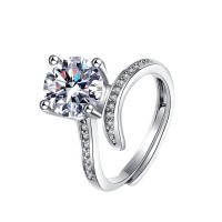 Vještački dijamant Ring Finger, Mesing, Geometrijski uzorak, platine pozlaćen, prilagodljiv & za žene & s Rhinestone, 8mm, Prodano By PC