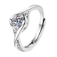 Cubic Zirconia Micro Pave Brass Ring platinum plated adjustable & micro pave cubic zirconia & for woman Sold By PC