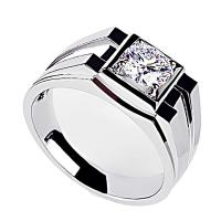 Anilo de dedo, metal, Patrón Geométrico, chapado en platina real, ajustable & para hombre & con diamantes de imitación, Vendido por UD