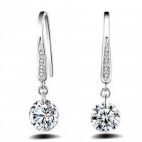 Cubic Zirconia Micro Pave Brass Earring, platinum plated, micro pave cubic zirconia & for woman, 8x32mm, Sold By Pair