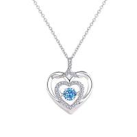 Messing Halskette, Herz, platiniert, für Frau & mit Strass & hohl, keine, Länge:ca. 17.7 ZollInch, verkauft von PC
