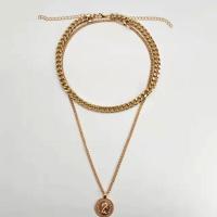 Multi Layer Necklace, Tibetan Style, 2 pieces & different styles for choice & for woman, golden, nickel, lead & cadmium free, Length:Approx 35 cm, Approx 45 cm, Sold By Set
