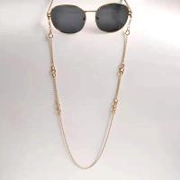 Zinc Alloy Glasses Chain with Aluminum Alloy fashion jewelry & for woman golden nickel lead & cadmium free Length Approx 75 cm Sold By PC