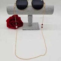 lega in zinco Catena occhiali, with perla in plastica, gioielli di moda & per la donna, dorato, assenza di nichel,piombo&cadmio, Lunghezza Appross. 75 cm, Venduto da PC