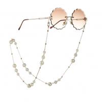 aleación de zinc Cadena de gafas, con Perlas plásticas, anti-skidding & para mujer, más colores para la opción, libre de níquel, plomo & cadmio, longitud aproximado 75 cm, Vendido por UD