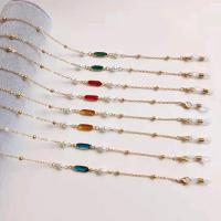 Zinklegierung Brillenkette, mit Kristall & Kunststoff Perlen, Anti-Skidding & für Frau, keine, frei von Nickel, Blei & Kadmium, Länge:ca. 75 cm, verkauft von PC