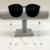 aleación de zinc Cadena de gafas, con Vidrio, anti-skidding & para mujer, más colores para la opción, libre de níquel, plomo & cadmio, longitud aproximado 80 cm, Vendido por UD
