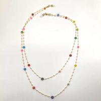 Messing Brillenkette, mit Kunststoff Perlen, Anti-Skidding & für Frau, goldfarben, frei von Nickel, Blei & Kadmium, Länge:ca. 75 cm, verkauft von PC
