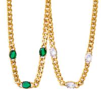 Titanstahl Halskette, mit Verlängerungskettchen von 1.97inch, Modeschmuck & Micro pave Zirkonia & für Frau, keine, Länge:ca. 15.35 ZollInch, verkauft von PC