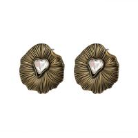 Brass Stud Earring vintage & fashion jewelry & for woman & with rhinestone nickel lead & cadmium free Sold By Pair