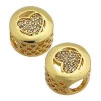 Perles cubes en laiton zircon Micro Pave, Placage de couleur d'or, bijoux de mode & DIY & pavé de micro zircon, doré, 12x12x8mm, Trou:Environ 5mm, Vendu par PC