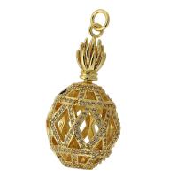 Cubic Zirconia Micro Pave Brass Pendant, gold color plated, fashion jewelry & DIY & micro pave cubic zirconia, golden, 17x33x15.50mm, Hole:Approx 3mm, Sold By PC