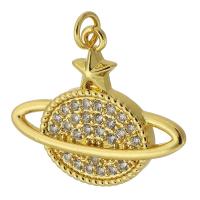 Cubic Zirconia Micro Pave Brass Pendant, gold color plated, fashion jewelry & DIY & micro pave cubic zirconia, golden, 24x20x3mm, Hole:Approx 3mm, Sold By PC