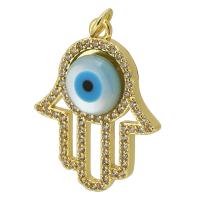Evil Eye Pendants Brass Hand gold color plated fashion jewelry & DIY & evil eye pattern & micro pave cubic zirconia & enamel two different colored Approx 3mm Sold By PC