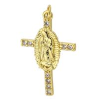 Cubic Zirconia Micro Pave Brass Pendant, Cross, gold color plated, fashion jewelry & DIY & micro pave cubic zirconia, more colors for choice, 18x28x3mm, Hole:Approx 3mm, Sold By PC