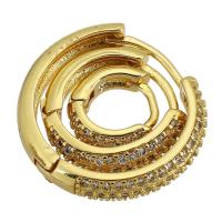 Cubic Zirconia Micro Pave Latão Brinco, cobre, cromado de cor dourada, joias de moda & tamanho diferente para a escolha & micro pavimento em zircônia cúbica & para mulher, dourado, vendido por par