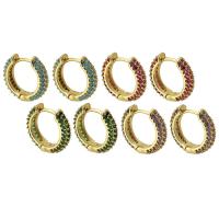 Boucles d'oreilles en laiton zircon cubique pavent, Placage de couleur d'or, bijoux de mode & pavé de micro zircon & pour femme, plus de couleurs à choisir, 19x47x4mm, Vendu par paire