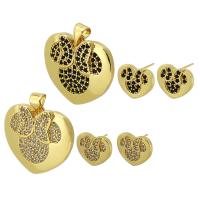Cubic Zirconia Micro Pave Brass Jewelry Sets, Stud Earring & pendant, gold color plated, fashion jewelry & different styles for choice & micro pave cubic zirconia & for woman, more colors for choice, Hole:Approx 3mm, Sold By PC