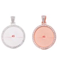 Zinc Alloy Pendant Cabochon Setting Round plated random style & DIY & with rhinestone mixed colors nickel lead & cadmium free Inner Approx 45mm Sold By PC