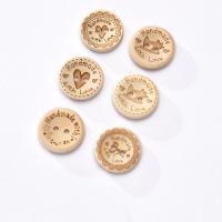 Wood 2-Hole Button, Flat Round, Carved, DIY & different designs for choice, more colors for choice, 20mm, Sold By PC