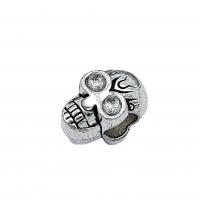Tibetan Style Jewelry Beads, Skull, antique silver color plated, vintage & DIY, nickel, lead & cadmium free, 9x12mm, Approx 100PCs/Bag, Sold By Bag