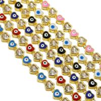 Bracelet Evil Eye bijoux, laiton, Placage de couleur d'or, bijoux de mode & pavé de micro zircon & pour femme & émail, plus de couleurs à choisir, protéger l'environnement, sans nickel, plomb et cadmium, 10*6.5*4mm, Longueur:Environ 10.5 pouce, Vendu par PC