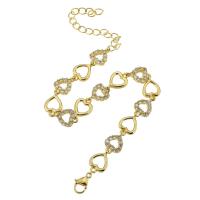Cubic Zirconia Micro Pave Brass Bracelet, gold color plated, fashion jewelry & micro pave cubic zirconia & for woman, nickel, lead & cadmium free, 14*9*2.5mm,14*9*2mm, Length:Approx 10 Inch, Sold By PC